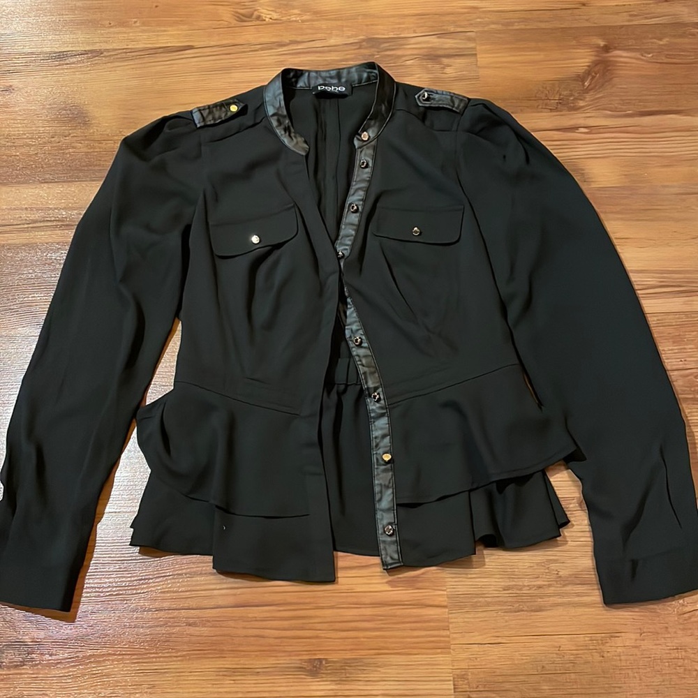 Women’s Bebe Button Down Blouse Black XS